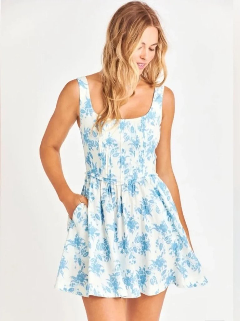 Loveshackfancy Lowery Linen-Blend Mini Dress Cobalt Pop 10